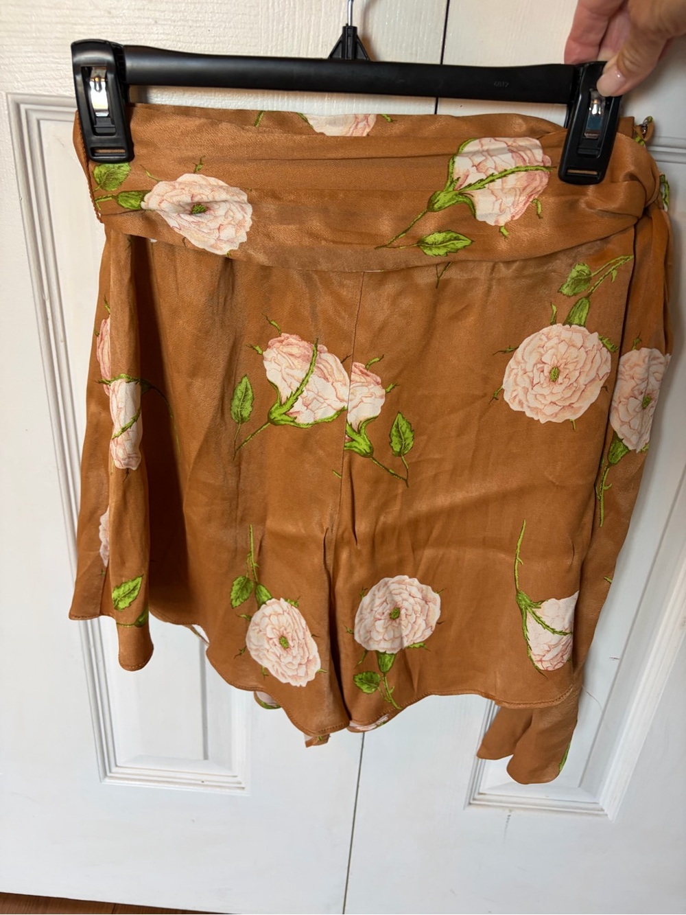 Maeve Rust Floral Wrap Skort with Green Leaf Detail - Picture 8 of 9